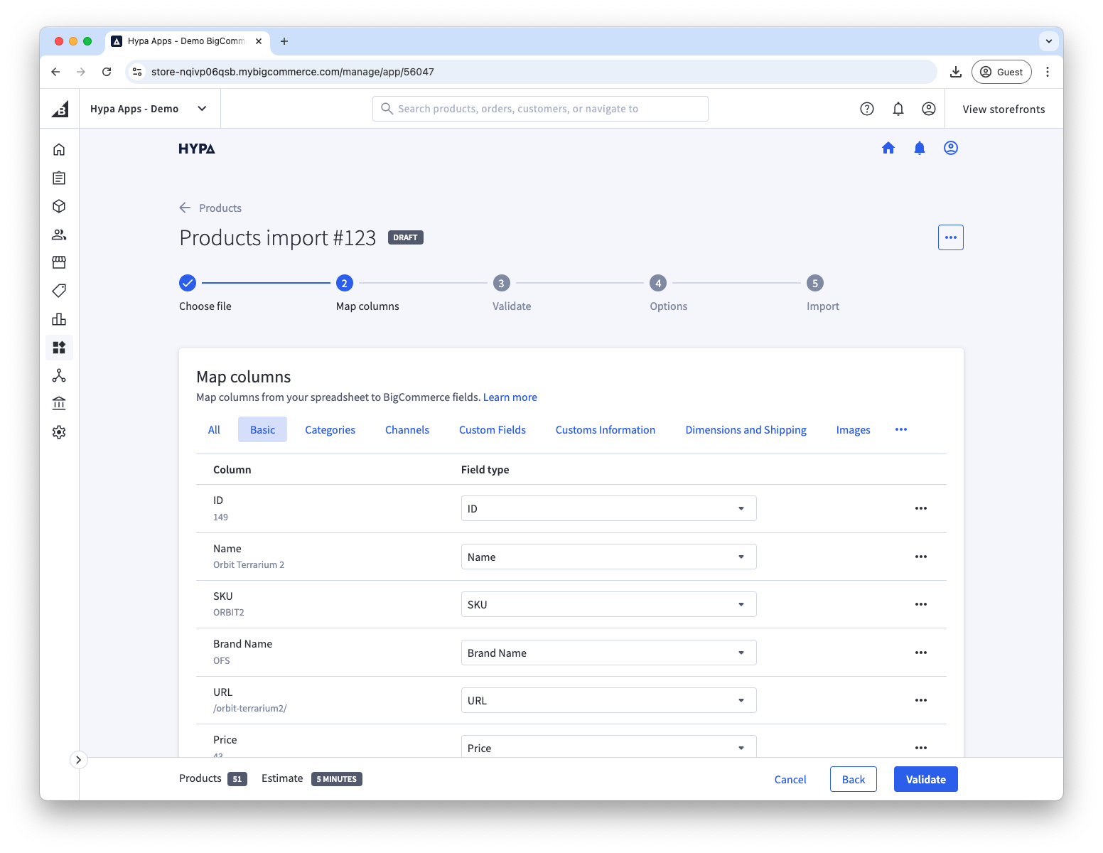 Columns are grouped to make it easier to manage