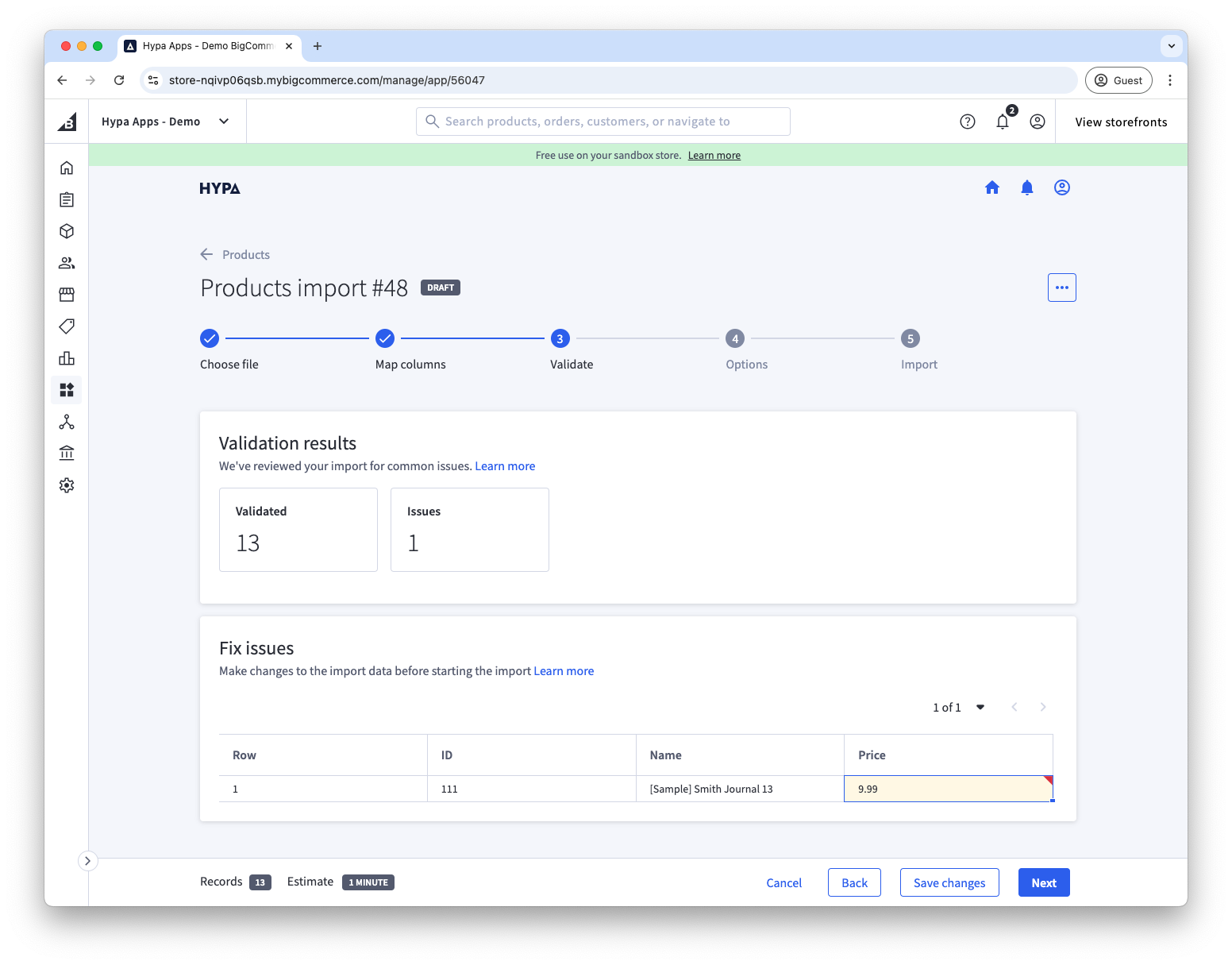 Correcting an issue found during validation