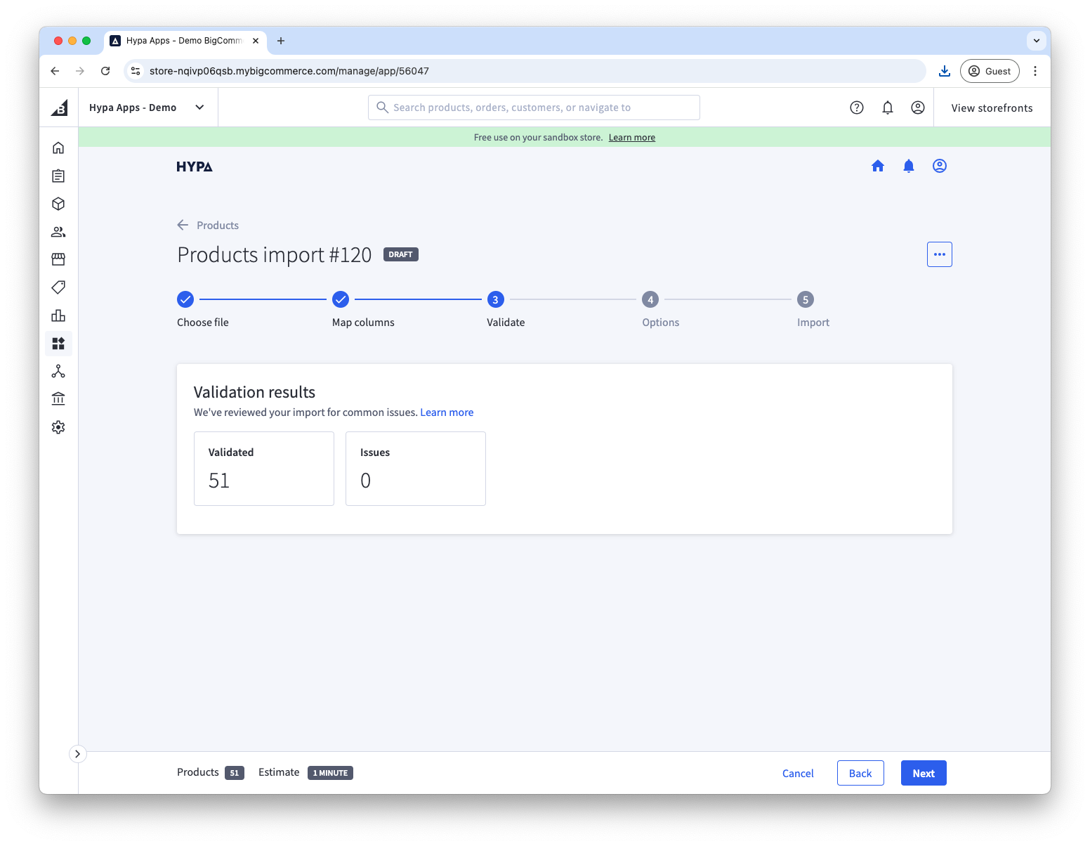 Validation results are shown